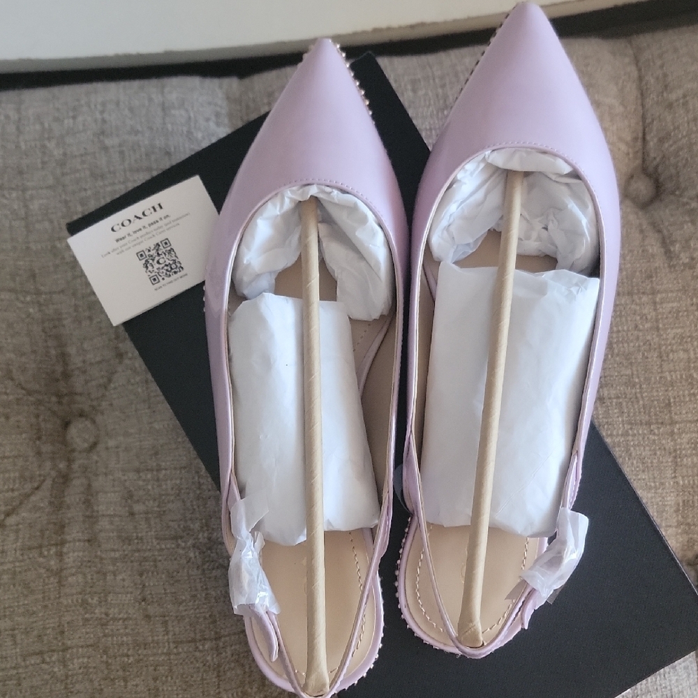 Coach Lilac Patent Leather Beaded-Trim Slingback Flats - Picture 10 of 10